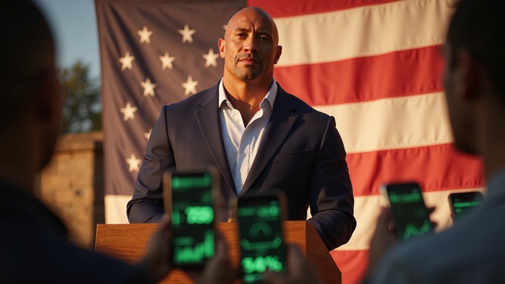 dwayne johnson leads kamala harris